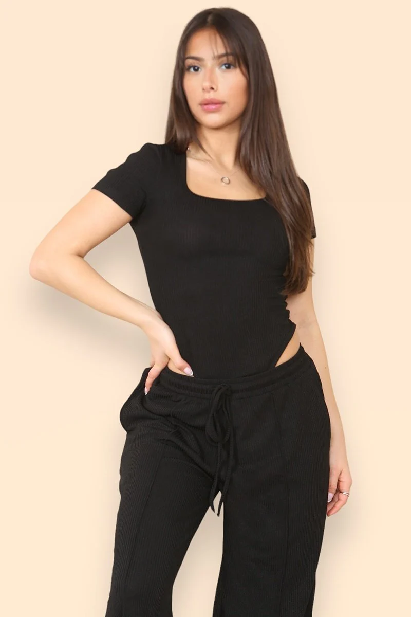 KATCH ME Square Neck Shaping Bodysuit & Wide Leg Trousers Co-ord Set - Image 4