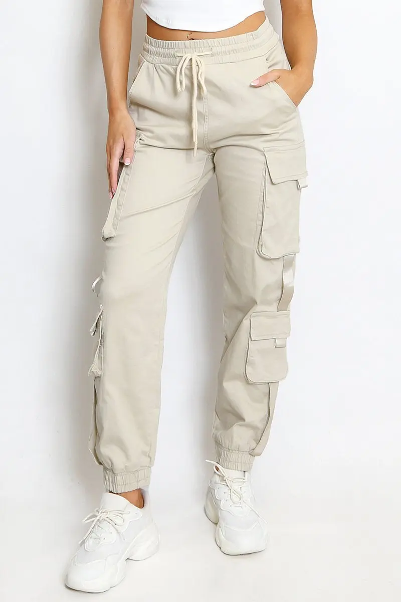 KATCH ME High Waist Multi-Pocket Elastic Cargo Pants