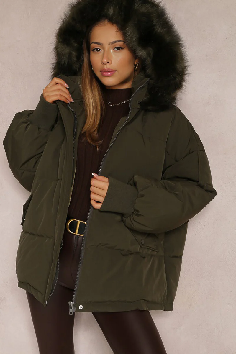 KATCH ME Versatile Plush Hooded Zip-Up Thermal Cotton Coat - Image 11