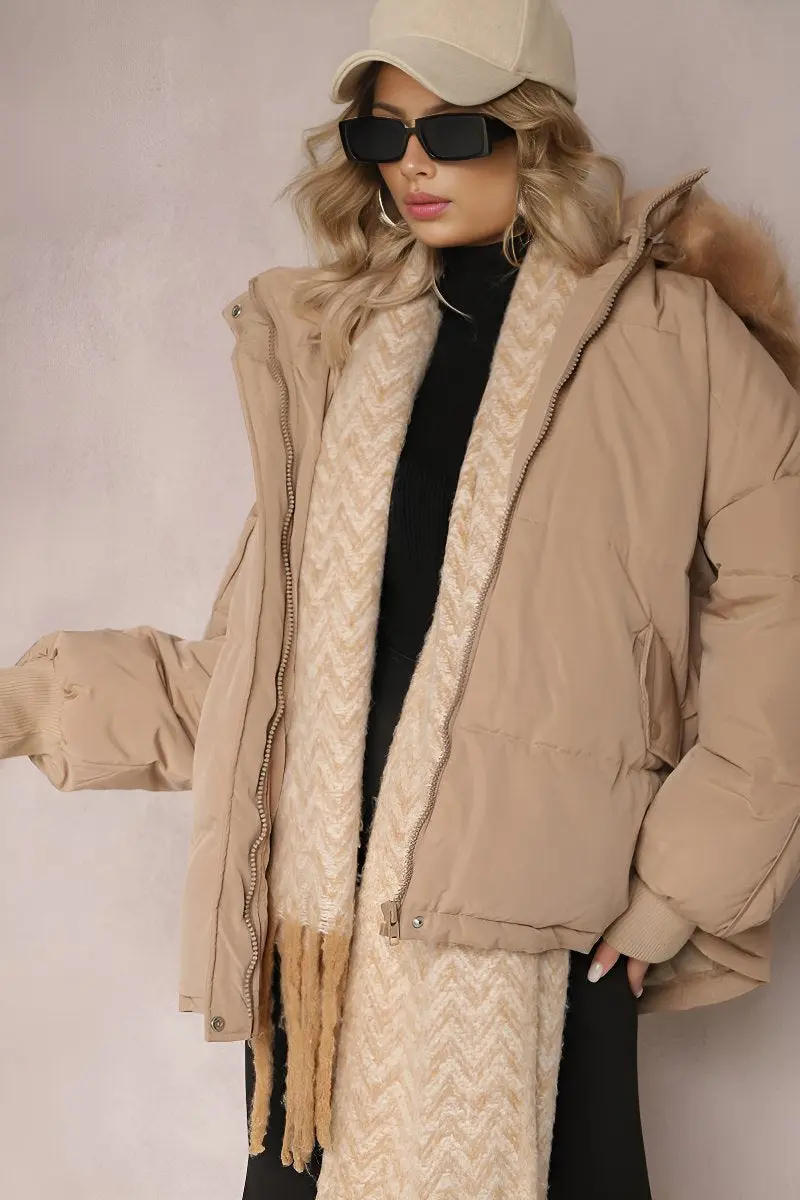 KATCH ME Versatile Plush Hooded Zip-Up Thermal Cotton Coat - Image 2