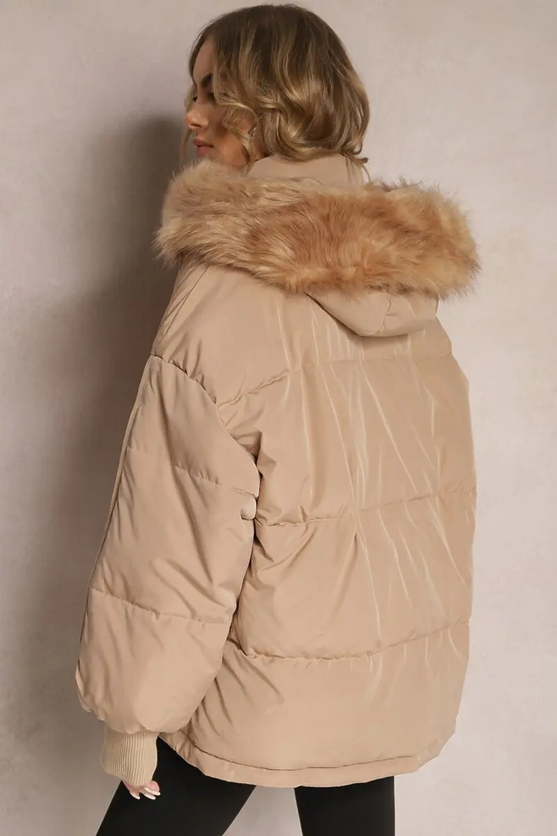 KATCH ME Versatile Plush Hooded Zip-Up Thermal Cotton Coat - Image 3