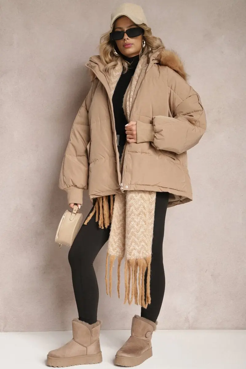 KATCH ME Versatile Plush Hooded Zip-Up Thermal Cotton Coat - Image 4