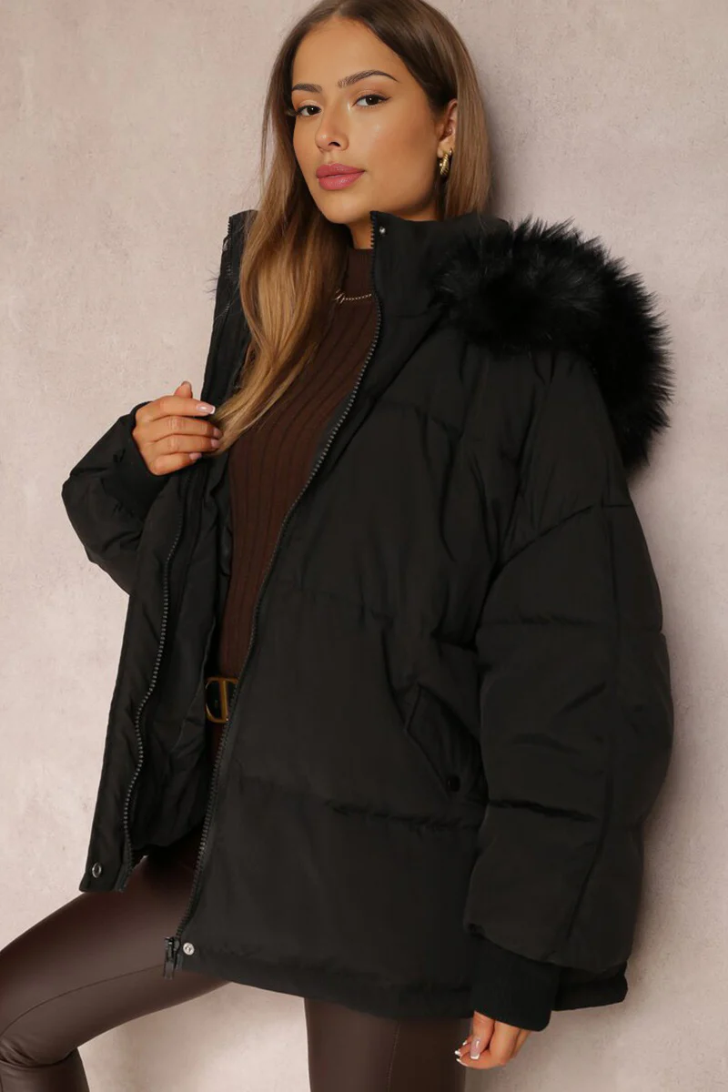 KATCH ME Versatile Plush Hooded Zip-Up Thermal Cotton Coat - Image 6