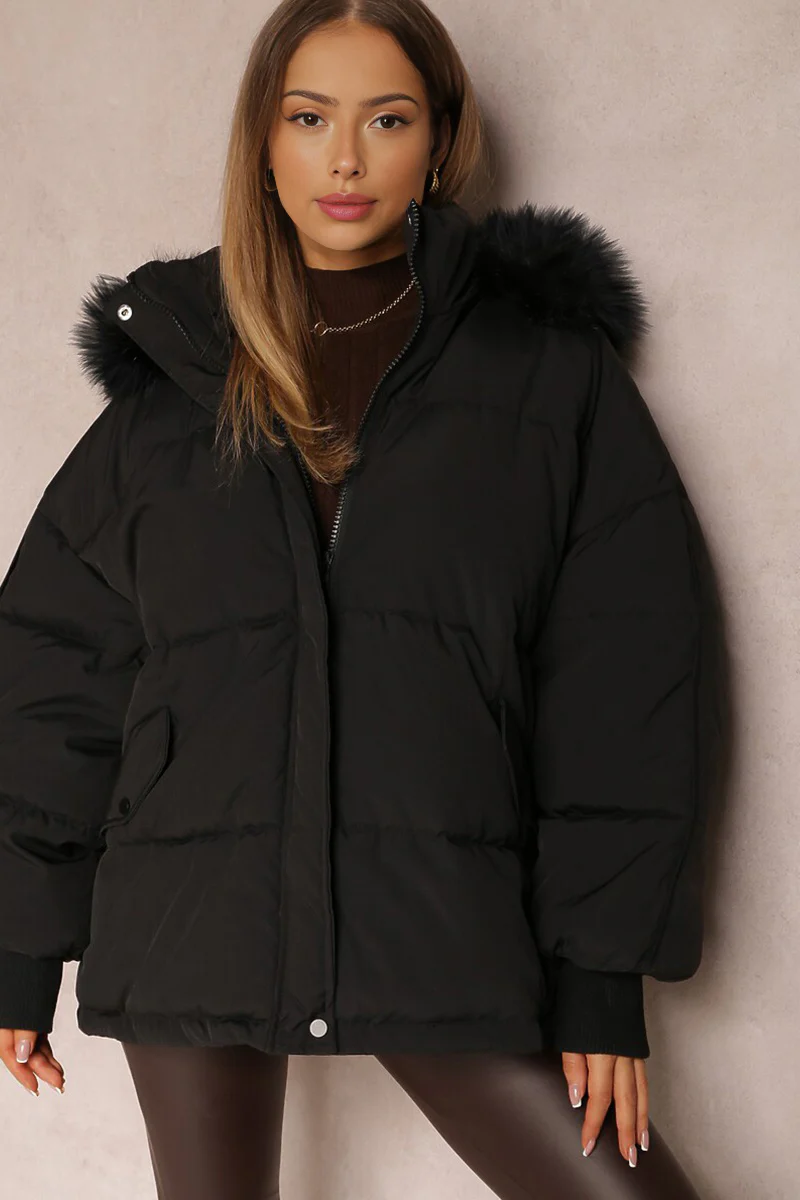 KATCH ME Versatile Plush Hooded Zip-Up Thermal Cotton Coat - Image 8