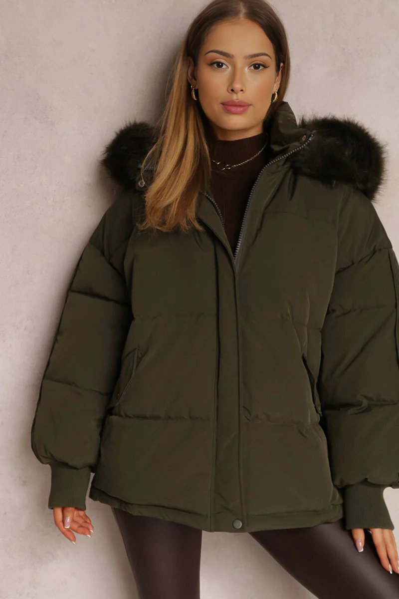 KATCH ME Versatile Plush Hooded Zip-Up Thermal Cotton Coat - Image 9