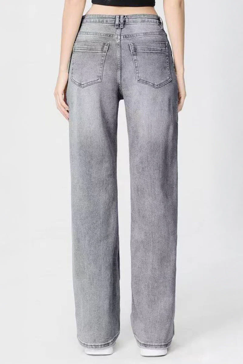 KATCH ME Casual Patchwork Irregular Stitching Flared Jeans - Image 6