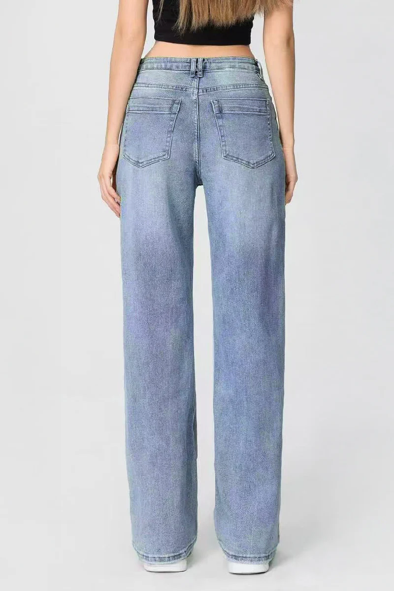 KATCH ME Casual Patchwork Irregular Stitching Flared Jeans - Image 8