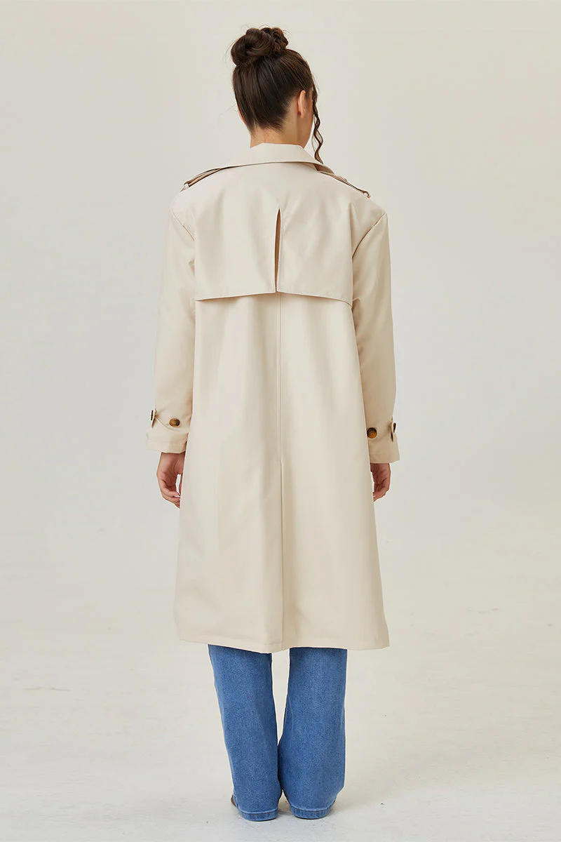 KATCH ME Double Breasted Belted Fleece Lined Trench Coat - Image 10