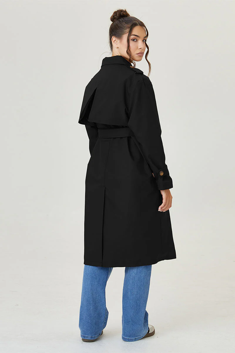 KATCH ME Double Breasted Belted Fleece Lined Trench Coat - Image 17