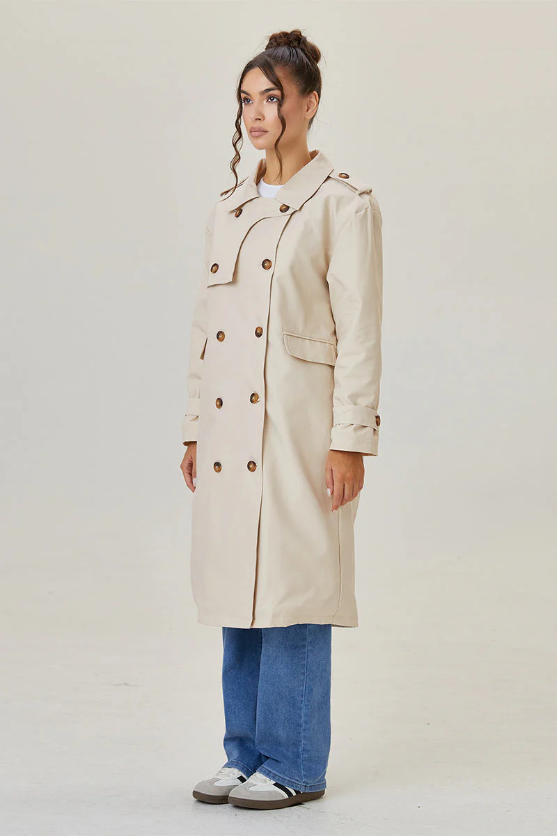 KATCH ME Double Breasted Belted Fleece Lined Trench Coat - Image 8