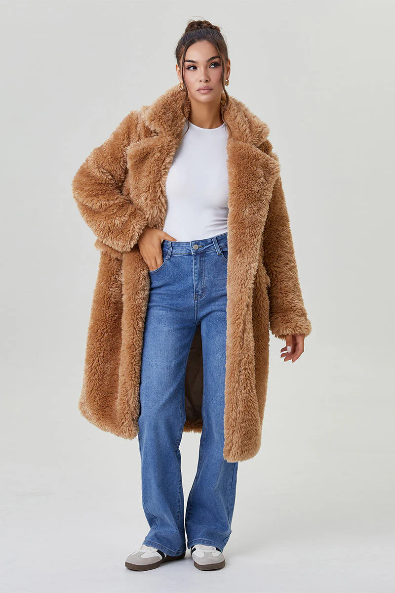 KATCH ME Notch Lapel Fluffy Double Breasted Winter Jacket - Image 10
