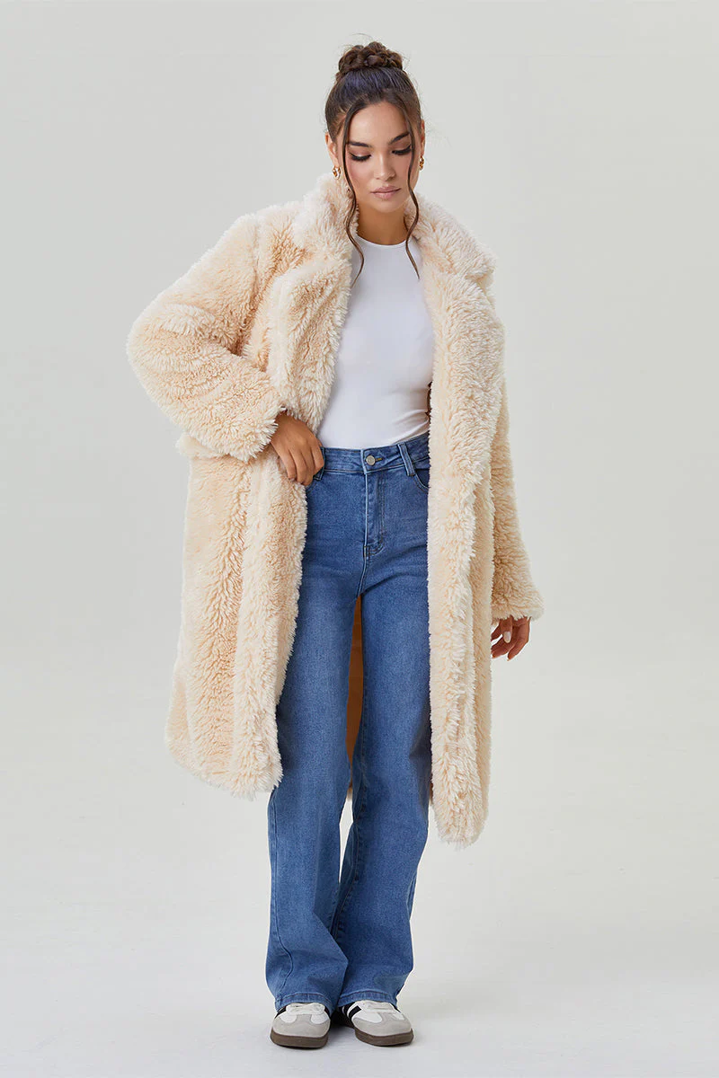 KATCH ME Notch Lapel Fluffy Double Breasted Winter Jacket - Image 16