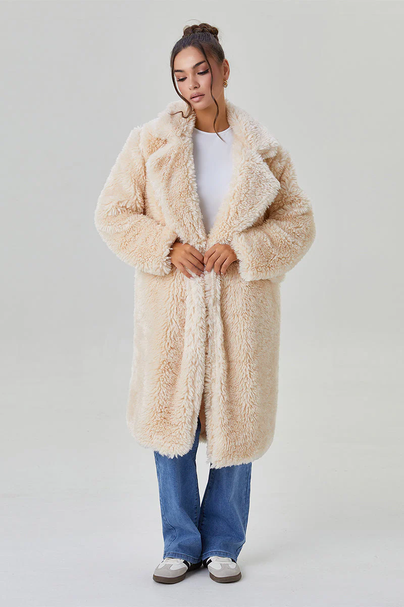 KATCH ME Notch Lapel Fluffy Double Breasted Winter Jacket - Image 18