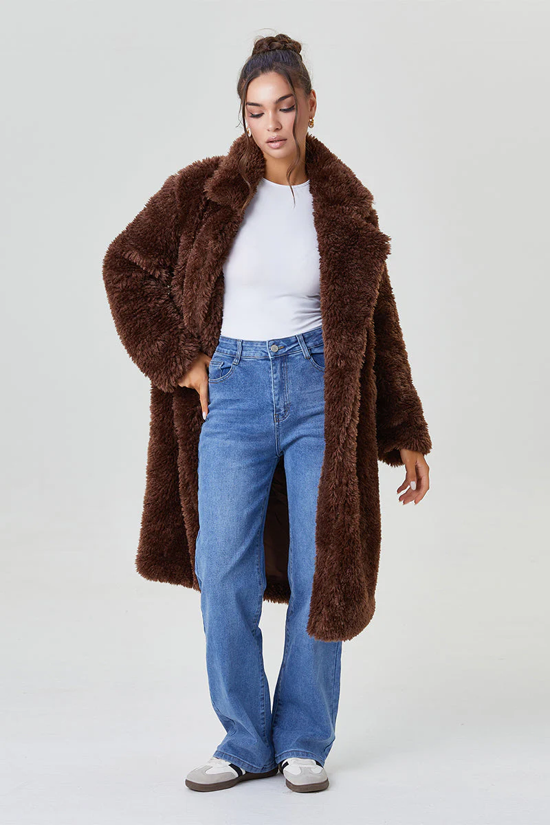 KATCH ME Notch Lapel Fluffy Double Breasted Winter Jacket - Image 4